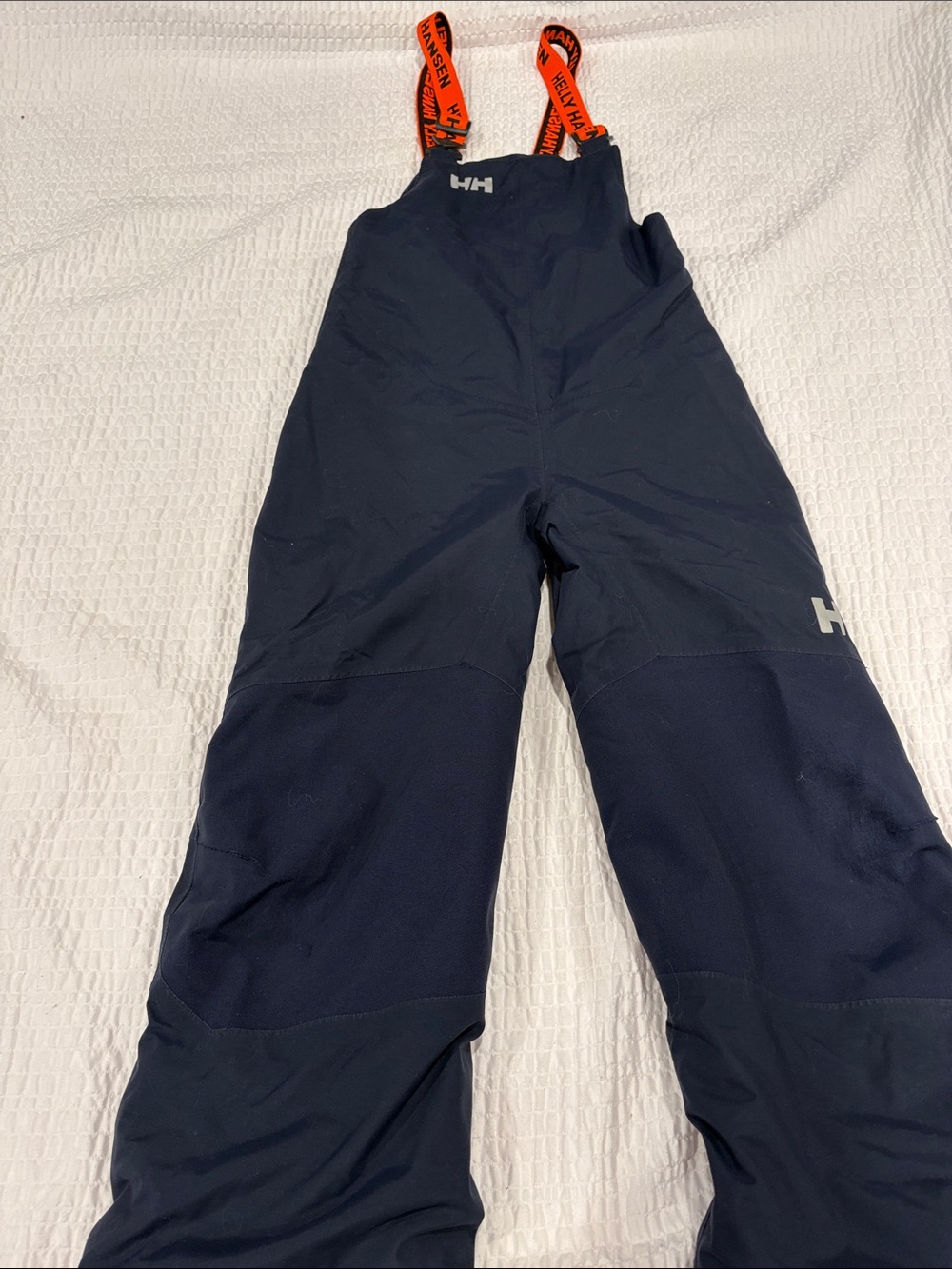 Helly Hansen Navy Kids Snow Overalls with Orange Straps
Size 7